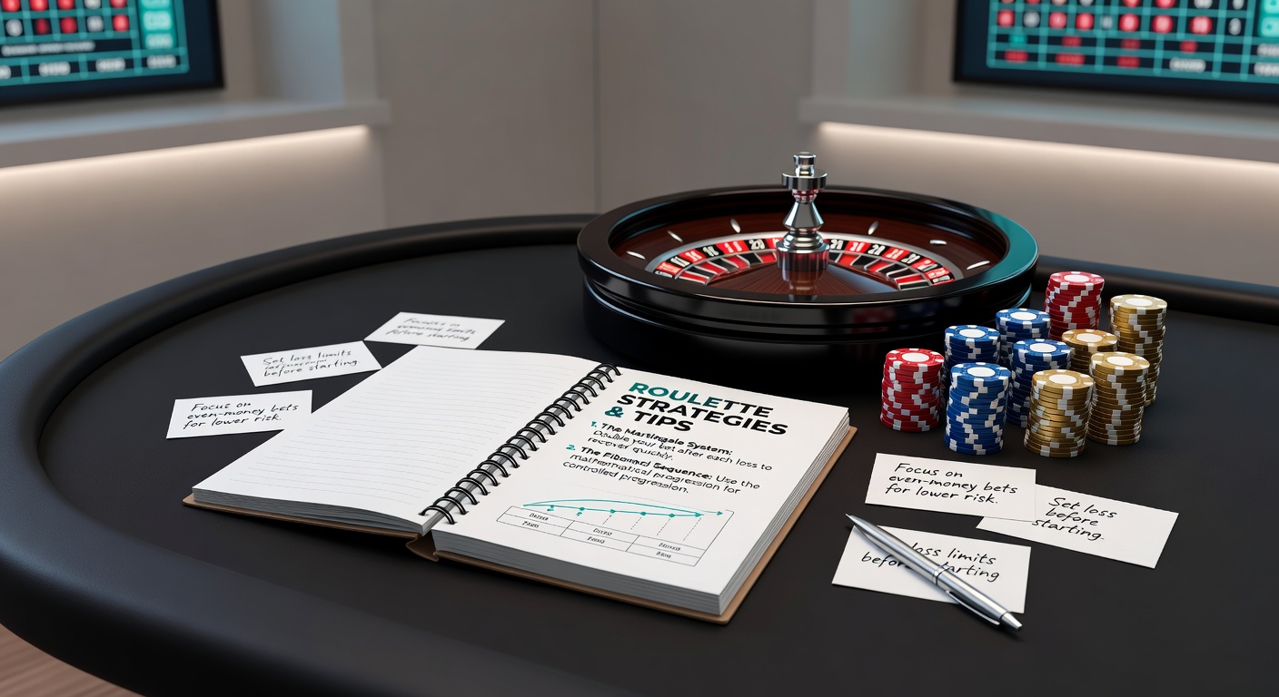 Close-up of roulette table with chips stacked on even-money bets, dealer croupier preparing the next spin amid casino lights